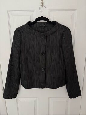 Lafayette 148 New York Black Textured Cropped Jacket Blazer Size 4